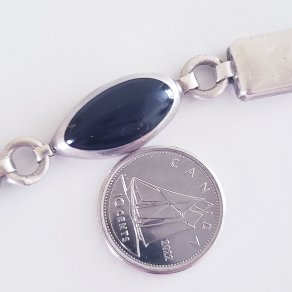Vintage Mexico 925 Black Onyx & Sterling Silver Bracelet - Picture 8 of 13